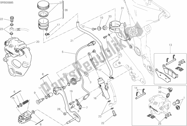 All parts for the Rear Braking System of the Ducati Multistrada 1260 Enduro Thailand 2019